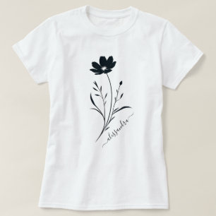 Simple Black Flower - Minimalistic Floral Design   T-Shirt