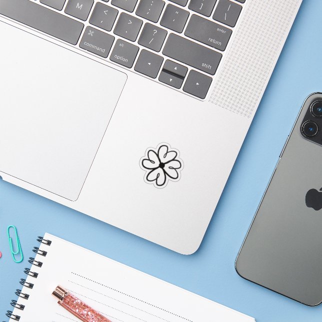 Simple Black Flowers Heart  (Laptop w/ iPhone)