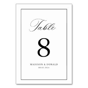 Simple black frame calligraphy table number