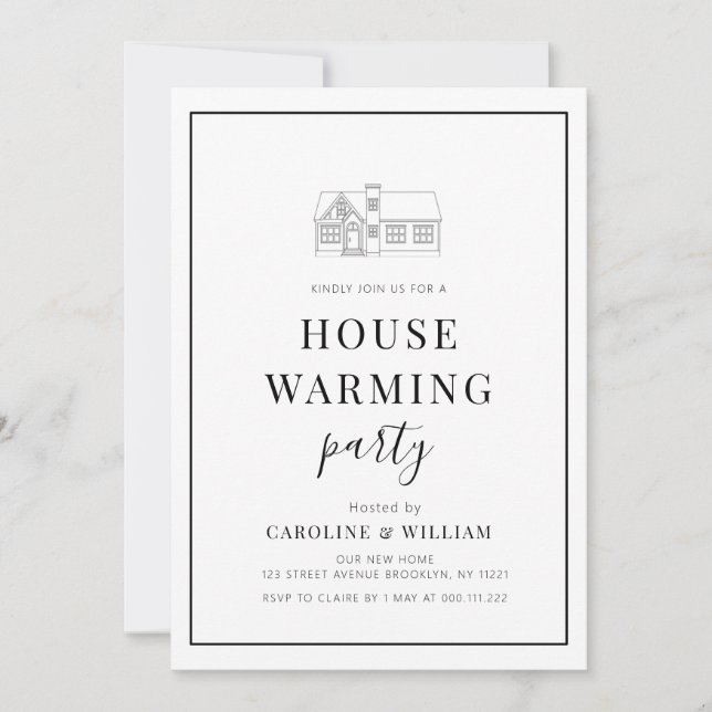 simple black frame housewarming invitation (Front)