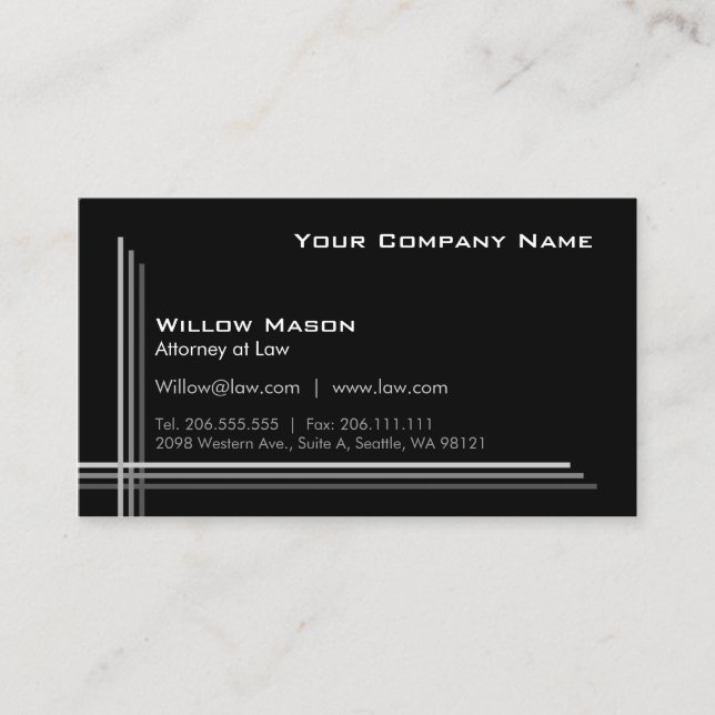 Simple Black Framed, Professional Business Card (Front)