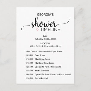 Simple Black Girls Baby Shower Order of Events Postcard