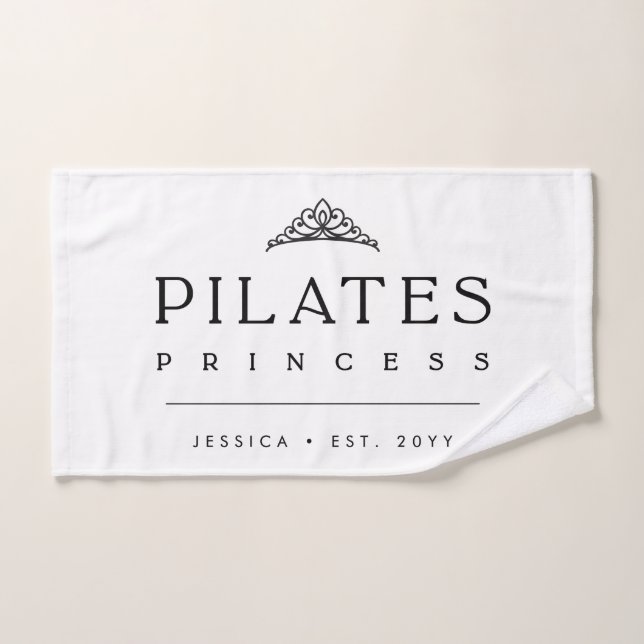 Simple Black Girly Personalized Pilates Princess Hand Towel (Hand Towel)