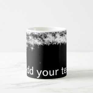 Simple black glitter sparkle stars add your text c coffee mug