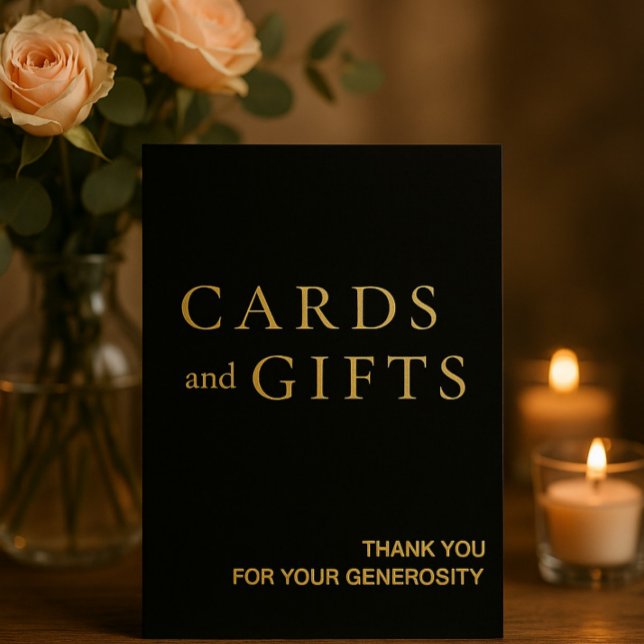 Simple Black & Gold Cards & Gifts Wedding Sign (Creator Uploaded)