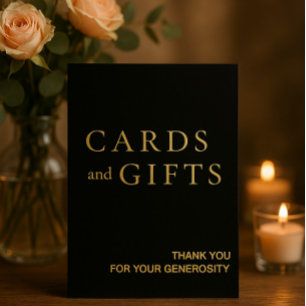 Simple Black & Gold Cards & Gifts Wedding Sign