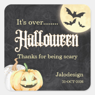 Simple Black Gold Corporate Halloween Party Square Sticker