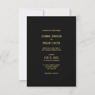 Simple Black&Gold Design - 3x5 Wedding Invitation