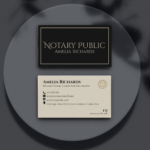 Simple Black & Gold Elegant Frame Notary Public Business Card