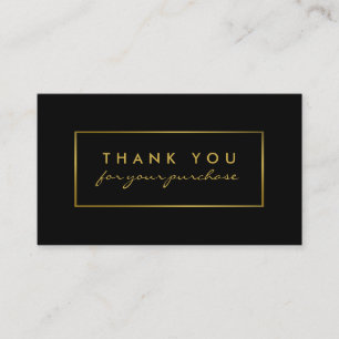 Simple Black & Gold Foil Effect Thank You Business Card