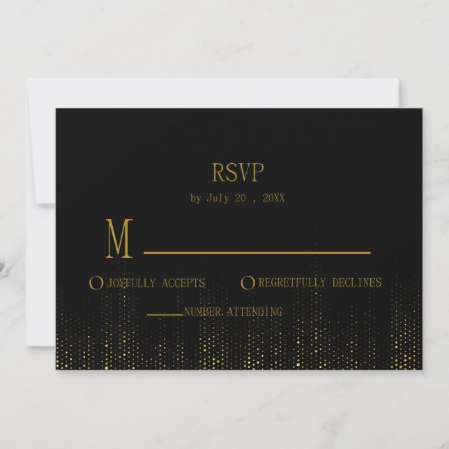 Simple Black &Gold Glitter Minimalist Rsvp Invitation (Front)
