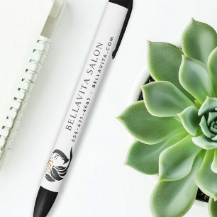 Simple Black Gold Hair Salon Logo Promotional Ink Pen