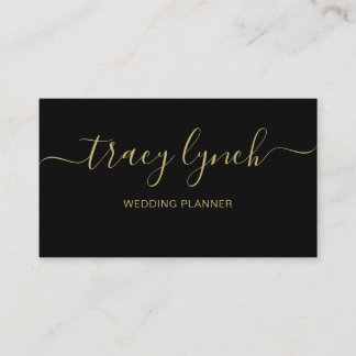 Simple Black gold  Handwritten Script Calligraphy Business Card