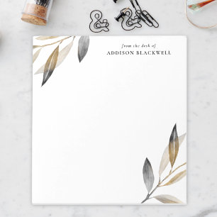 Simple Black Gold Leaves From The Desk Of Notepad