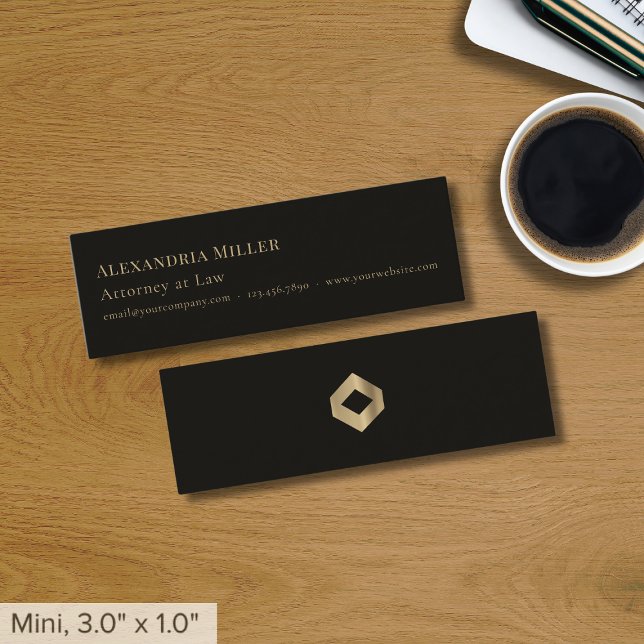 Simple Black Gold Luxury Logo Mini Business Card (Creator Uploaded)