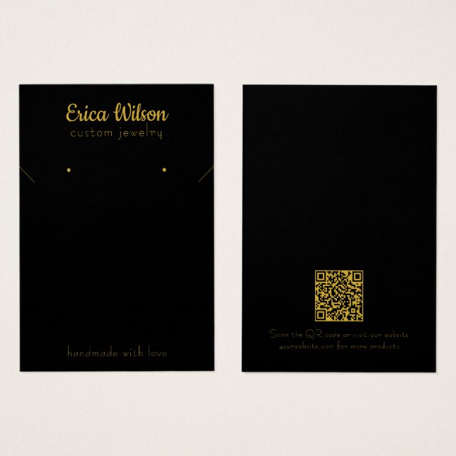 Simple Black & Gold Necklace Earring Display card (Front & Back)