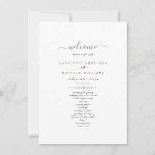 Simple Black & Gold Text Wedding Program