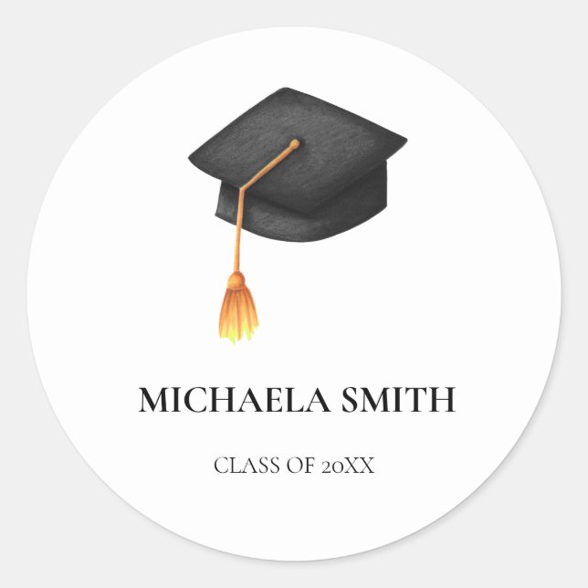 Simple Black Graduation Cap Envelope Seal (Front)