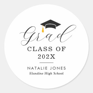 simple black graduation  classic round sticker