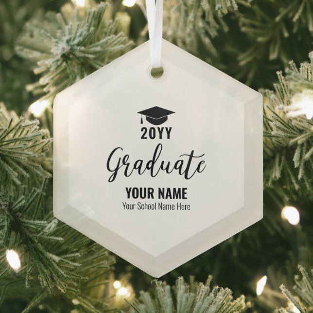 Simple Black Graduation Gift Graduate Glass Tree Decoration (Insitu)