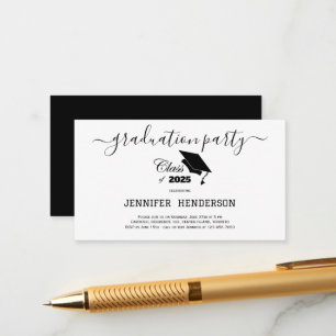 Simple Black Graduation Party Class Of 2025 Enclosure Card
