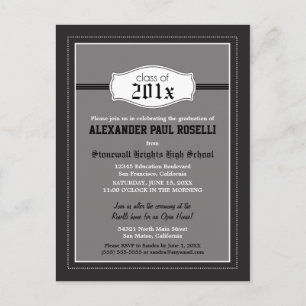 Simple Black Graduation Postcard Announcement