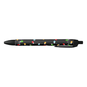 Simple Black Green Red Christmas Lights Black Ink Pen