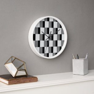 Simple Black & Grey Chequered Pattern Clock