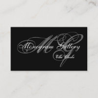 Simple Black Grey Monogram Wedding Business