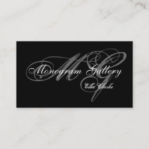 Simple Black Grey Monogram Wedding Business Card