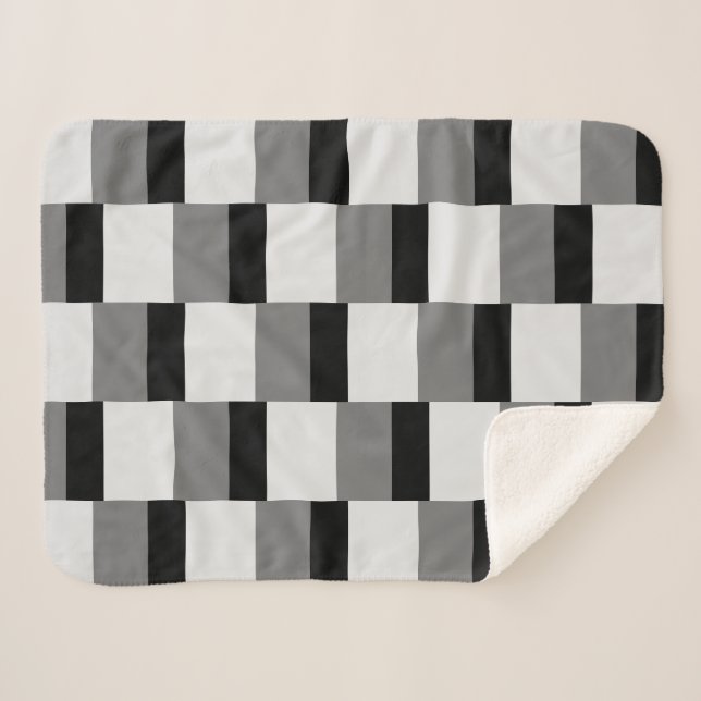 Simple Black & Grey Pattern Sherpa Blanket (Front (Horizontal))