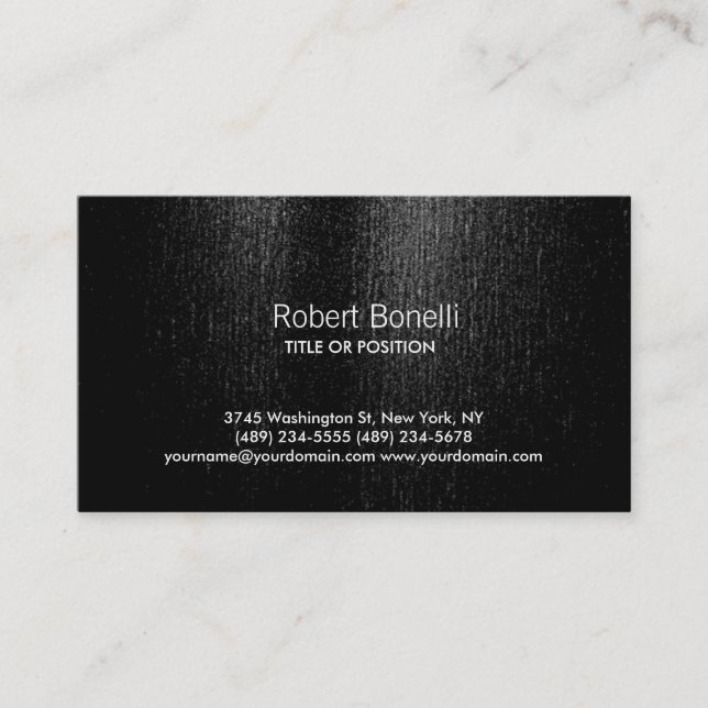 Simple Black Grey Plain Business Card (Front)