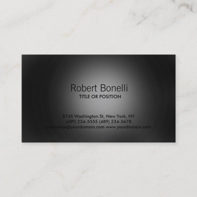 Simple Black Grey Plain Modern Business Card (Front)