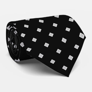 Simple Black Grey White Diamond Polka Dot Pattern Tie
