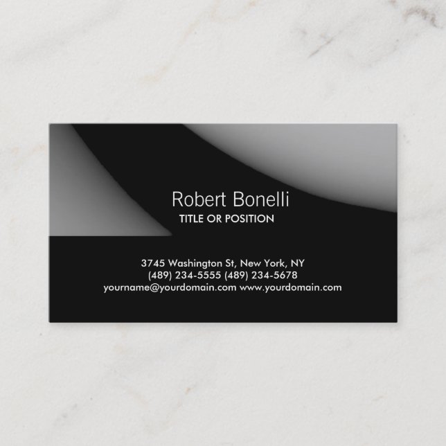 Simple Black Grey White Plain Business Card (Front)