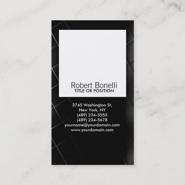 Simple Black Grey White Plain Modern Business Card (Front)