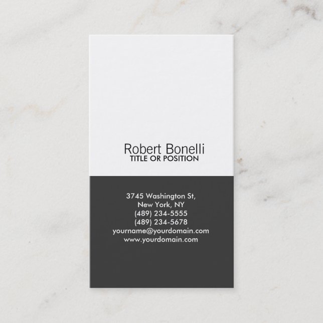 Simple Black Grey White Plain Modern Business Card (Front)