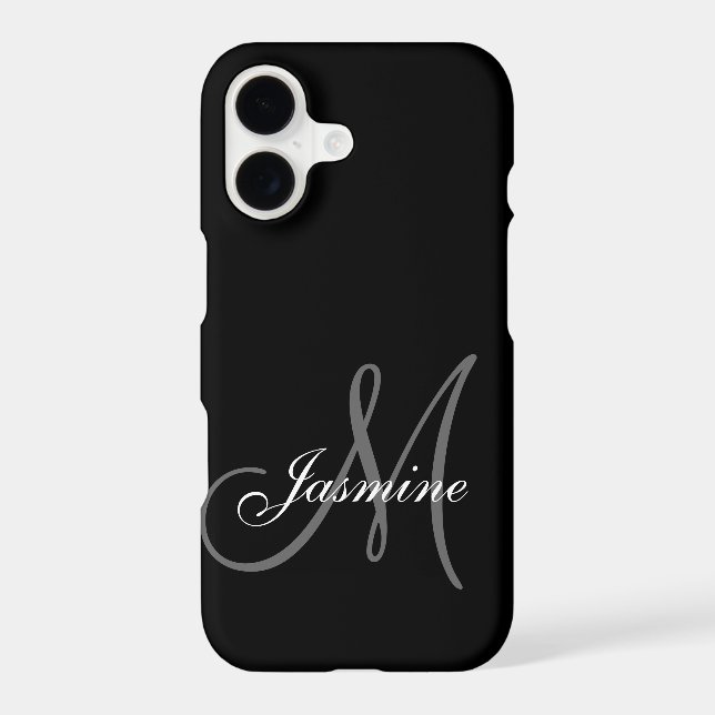Simple Black Grey Your Name Your Monogram (Back)
