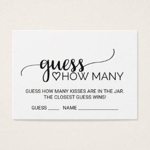 Simple Black Guess How Many Kisses Game Cards