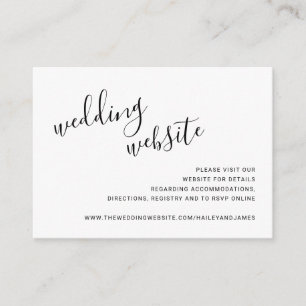 Simple Black Handwritten Script Wedding Website Enclosure Card