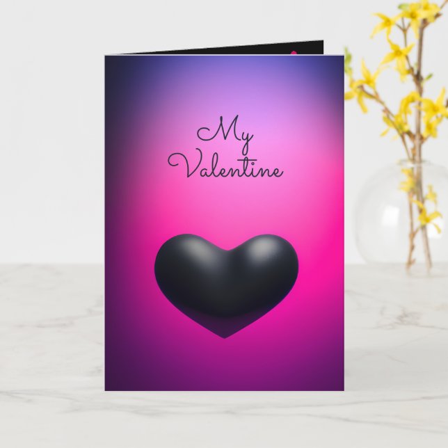 Simple Black Heart Elegant Photo Valentine Card (Yellow Flower)