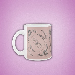 Simple Black Hearts, Floral, Infinity on Pink   Frosted Glass Coffee Mug