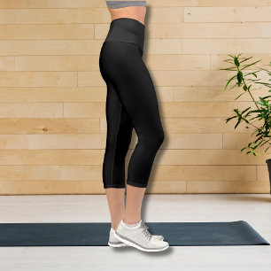 Simple Black High Waisted Black Capri Leggings