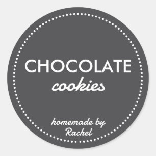 Simple Black Homemade Cookie Vintage Modern Rustic Classic Round Sticker