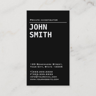 Simple Black Investigator Business Card