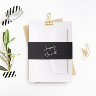 Simple Black Invitation Belly Band
