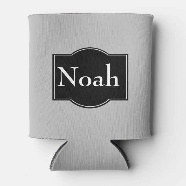 Simple Black Label Personalised Can Cooler (Front)