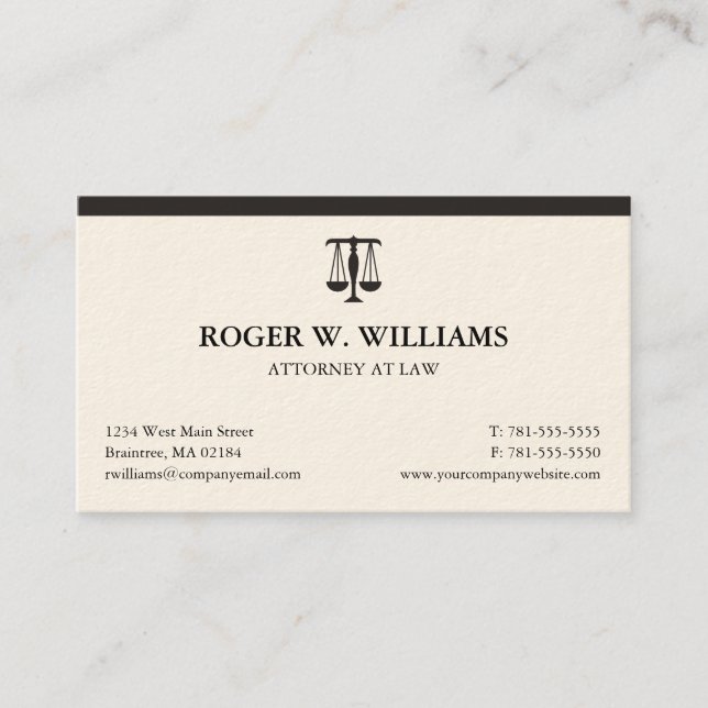 Simple Black Law Attorney Justice Scale Business Card (Front)