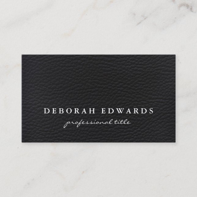 Simple Black Leather Business Card (Front)