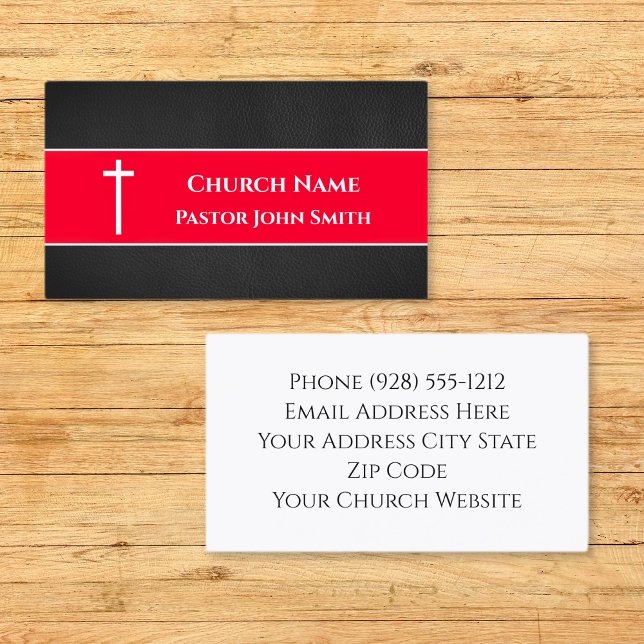 Simple Black Leather Grunge Christian Business Card (Church Pastor BLACK Leather Christian Business Card
)